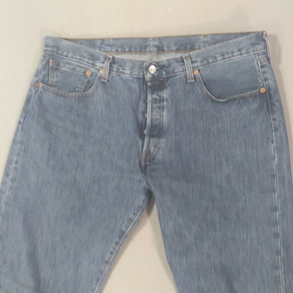 Levi's 501 jeans mens 38 x 29 original straight button fly blue denim pants - Picture 2 of 12